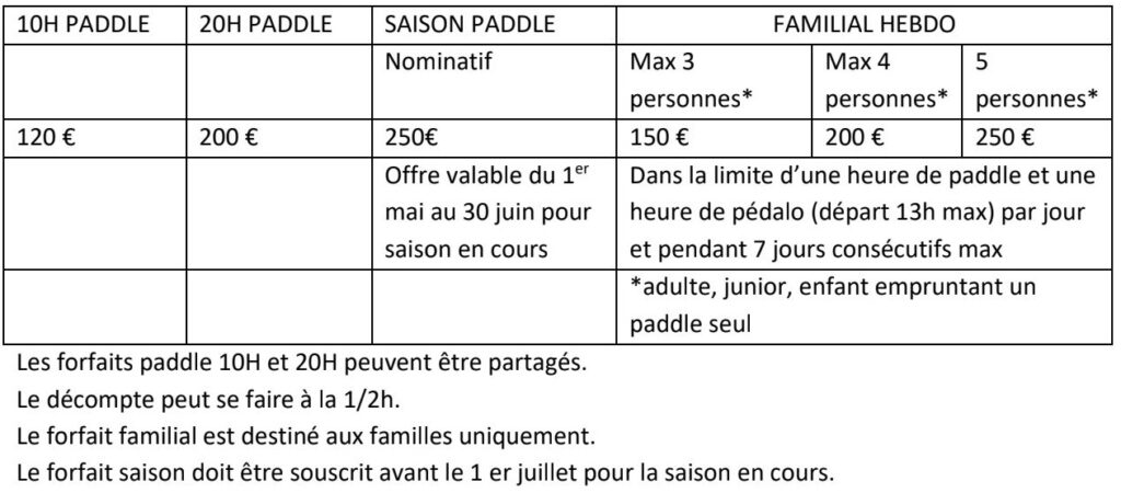 Nos Tarifs