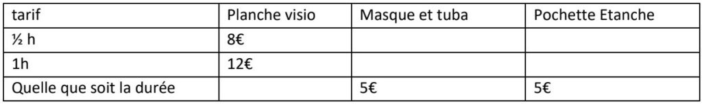 Nos Tarifs